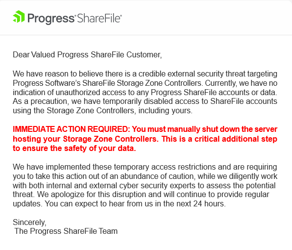 Progress Software Desak Penonaktifan Segera Server ShareFile